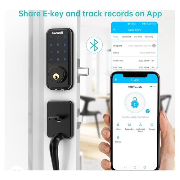 Smart Lock Keyless Entry Deadbolt Door Lock, Digital Bluetooth Lock w/Keypad&APP - Picture 10 of 13
